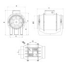 Vortice Lineo 125 műanyagházas félradiális csőventilátor