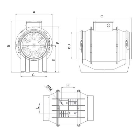 Vortice Lineo 125 műanyagházas félradiális csőventilátor
