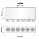 RPJ 06-os horganyzott acél horizontális egysoros osztódoboz, 75 mm-es leágazásokkal