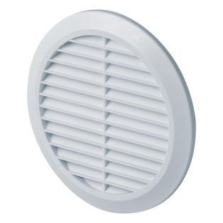   Awenta T36 kerek fali rács, rovarhálóval, fehér színben NA100/150