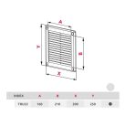 Awenta TRU22BR négyszögletes fali rács 200X250, rovarhálóval, barna színben