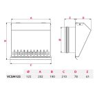 AwentapPRO VCSM125I beszívó oldali fém fali rács, rovarhálóval, INOX NA125
