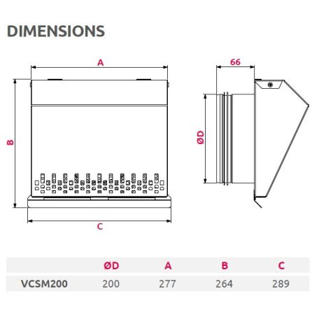 AwentapPRO VCSM200GR beszívó oldali fém fali rács, rovarhálóval, Grafit színben NA200