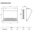 AwentapPRO VCSM250I beszívó oldali fém fali rács, rovarhálóval, INOX NA250