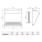 AwentapPRO VCSM315I beszívó oldali fém fali rács, rovarhálóval, INOX NA315