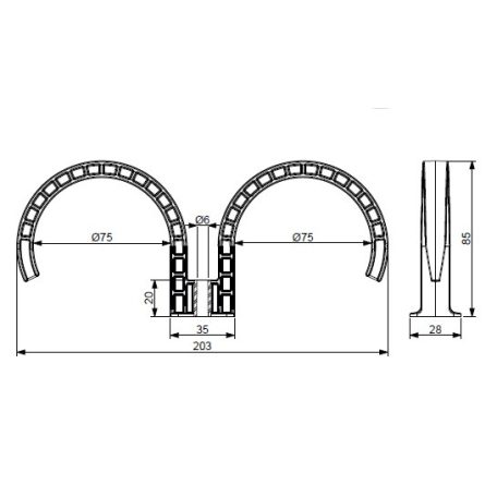 Awenta PRO VH75-2 rögzítő bilincs 2*75mm-es csövekhez