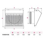 AwentapPRO VWSM100I kifúvó oldali fém fali rács, rovarhálóval, INOX NA100