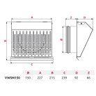 AwentapPRO VWSM150GR kifúvó oldali fém fali rács, rovarhálóval, Grafit színben NA150