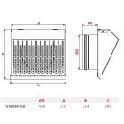 AwentapPRO VWSM160I kifúvó oldali fém fali rács, rovarhálóval, INOX NA160