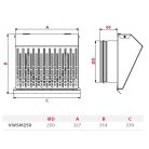 AwentapPRO VWSM250I kifúvó oldali fém fali rács, rovarhálóval, INOX NA250